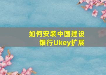 如何安装中国建设银行Ukey扩展