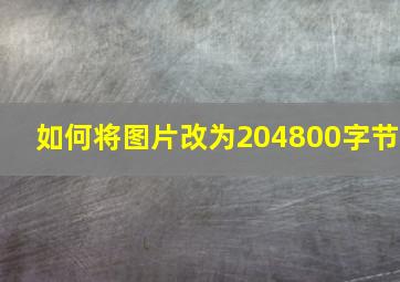 如何将图片改为204800字节