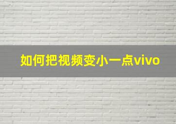 如何把视频变小一点vivo