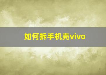 如何拆手机壳vivo