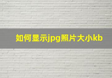 如何显示jpg照片大小kb