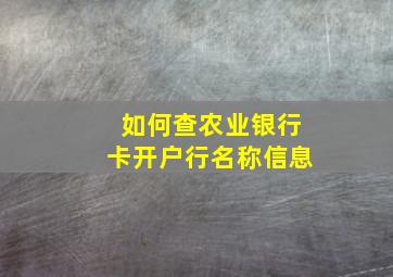 如何查农业银行卡开户行名称信息