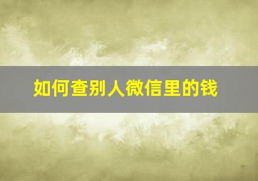 如何查别人微信里的钱