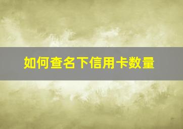 如何查名下信用卡数量