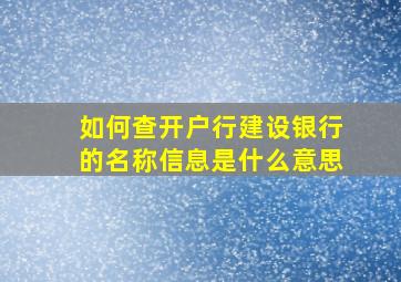 如何查开户行建设银行的名称信息是什么意思