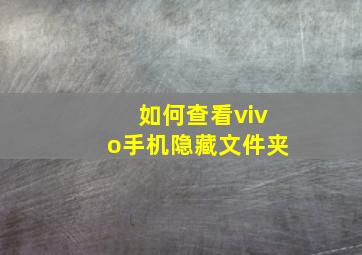 如何查看vivo手机隐藏文件夹