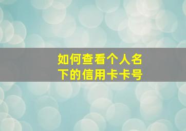 如何查看个人名下的信用卡卡号