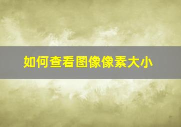 如何查看图像像素大小