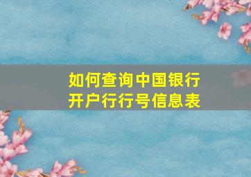 如何查询中国银行开户行行号信息表