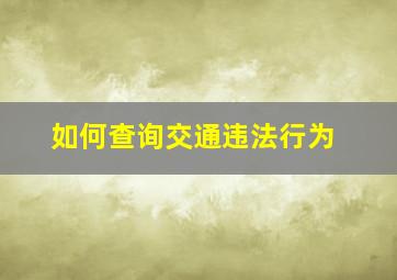 如何查询交通违法行为