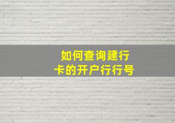 如何查询建行卡的开户行行号