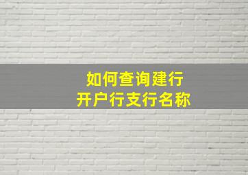 如何查询建行开户行支行名称