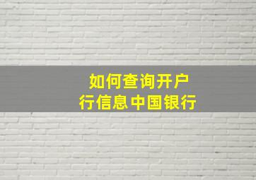 如何查询开户行信息中国银行