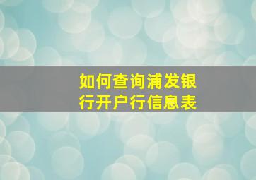 如何查询浦发银行开户行信息表