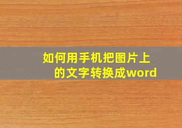 如何用手机把图片上的文字转换成word