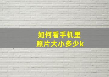 如何看手机里照片大小多少k