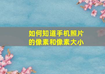 如何知道手机照片的像素和像素大小