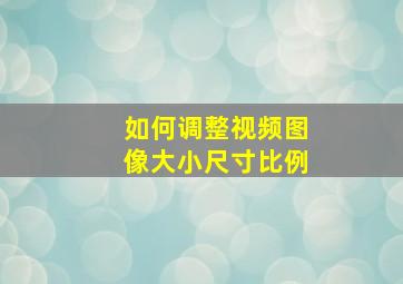 如何调整视频图像大小尺寸比例