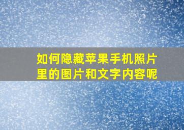 如何隐藏苹果手机照片里的图片和文字内容呢