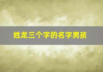 姓龙三个字的名字男孩