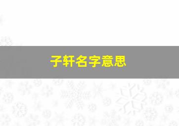 子轩名字意思