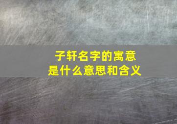 子轩名字的寓意是什么意思和含义