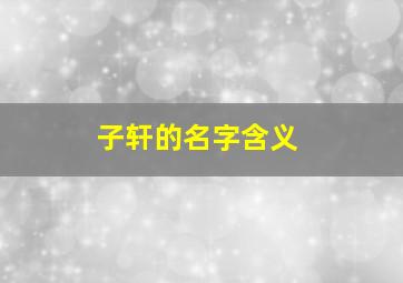 子轩的名字含义