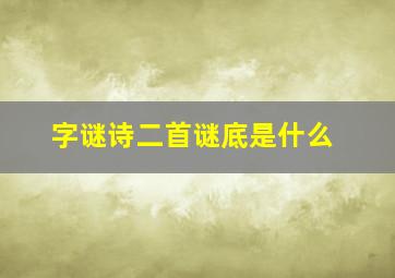 字谜诗二首谜底是什么