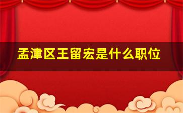 孟津区王留宏是什么职位