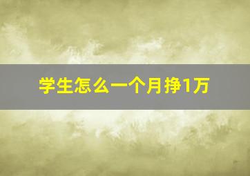 学生怎么一个月挣1万