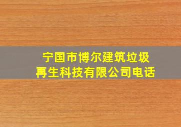 宁国市博尔建筑垃圾再生科技有限公司电话