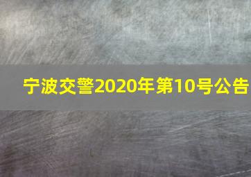 宁波交警2020年第10号公告