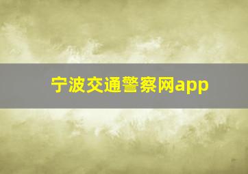 宁波交通警察网app