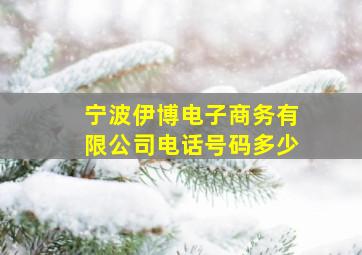 宁波伊博电子商务有限公司电话号码多少