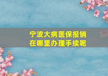 宁波大病医保报销在哪里办理手续呢