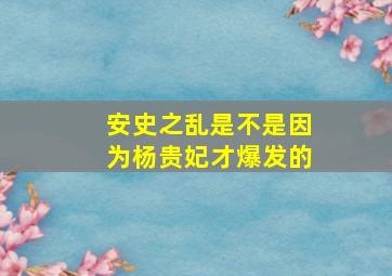 安史之乱是不是因为杨贵妃才爆发的