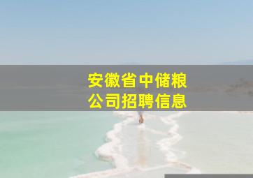 安徽省中储粮公司招聘信息