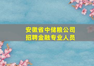 安徽省中储粮公司招聘金融专业人员