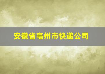 安徽省亳州市快递公司