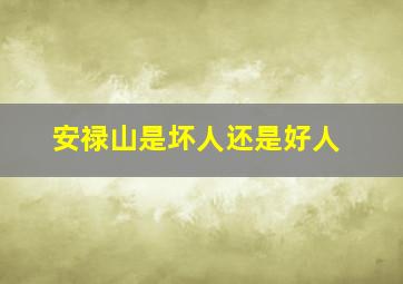 安禄山是坏人还是好人