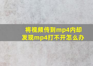 将视频传到mp4内却发现mp4打不开怎么办