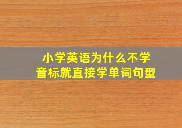 小学英语为什么不学音标就直接学单词句型