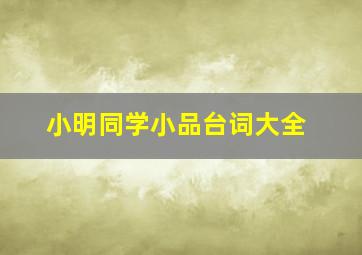 小明同学小品台词大全