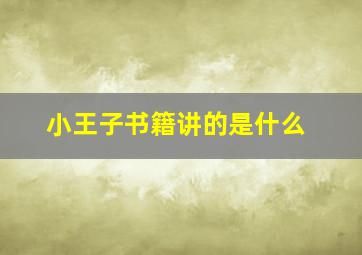 小王子书籍讲的是什么