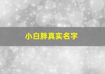 小白胖真实名字