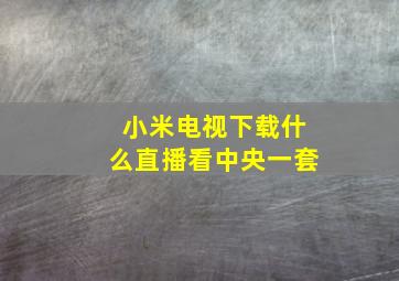 小米电视下载什么直播看中央一套