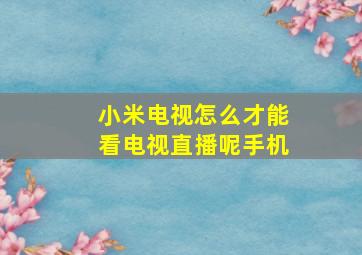 小米电视怎么才能看电视直播呢手机