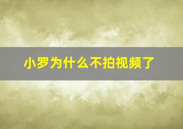 小罗为什么不拍视频了