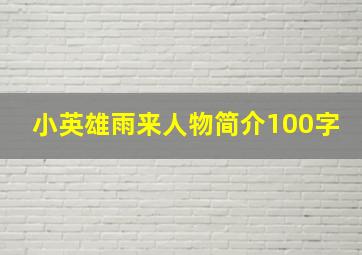 小英雄雨来人物简介100字