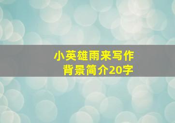 小英雄雨来写作背景简介20字